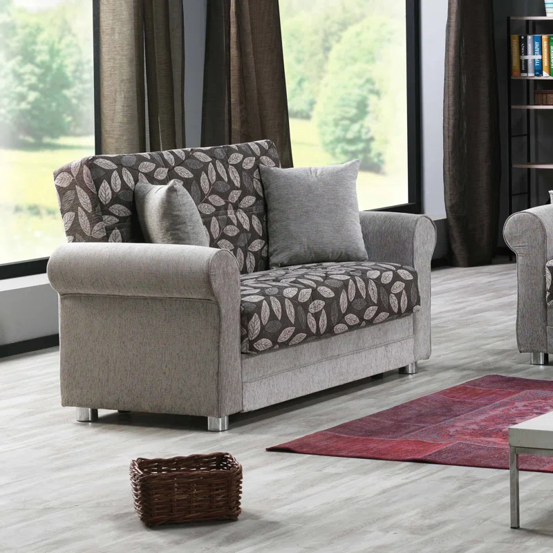 Ottomanson Rio 63 in. Fabric Upholstered 2-Seater 3-in-1 Sleeper Loveseat Sofa Bed with Storage