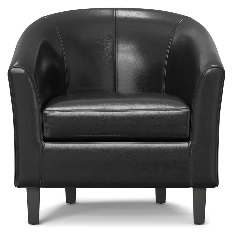 Simpli Home Austin 30"W Upholstered Vegan Faux Leather Contemporary Tub Accent Chair with High Arms and Deep Seat