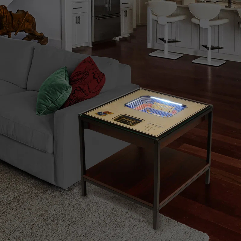 YouTheFan Glass Top End Table