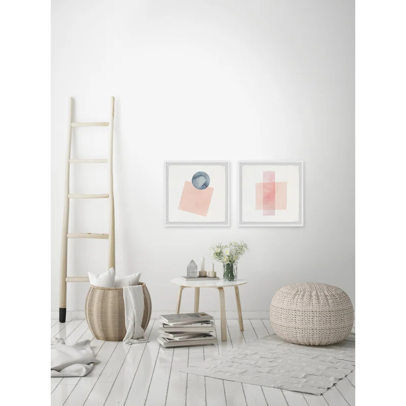 Parvez Taj " Peaches And Shapes " by Parvez Taj 2 - Pieces Painting Print