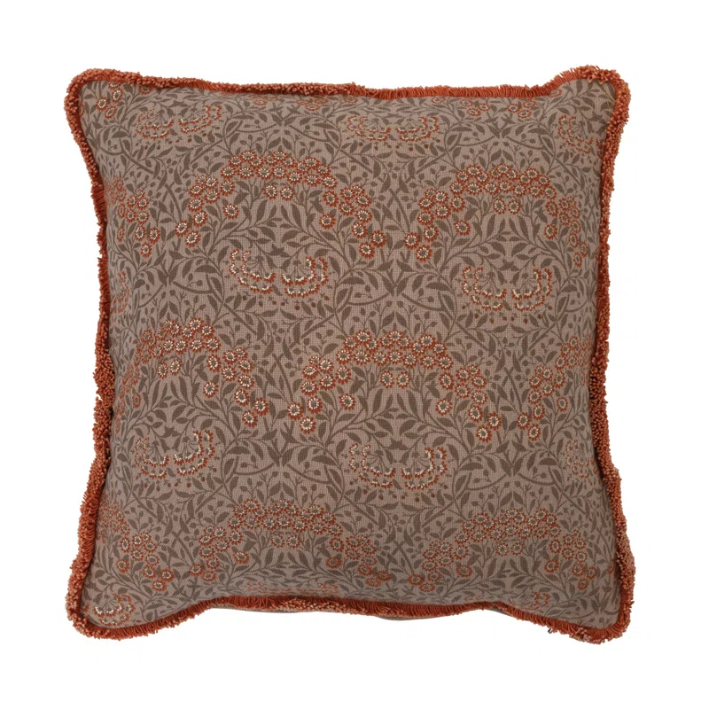 Creative Co-Op Fringed Cotton Reversible Throw Pillow