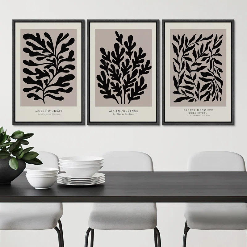 SIGNLEADER " Papier Decoupe Collection French Retro Art Decor Flower Plants " by Henri Matisse 3 - Pieces