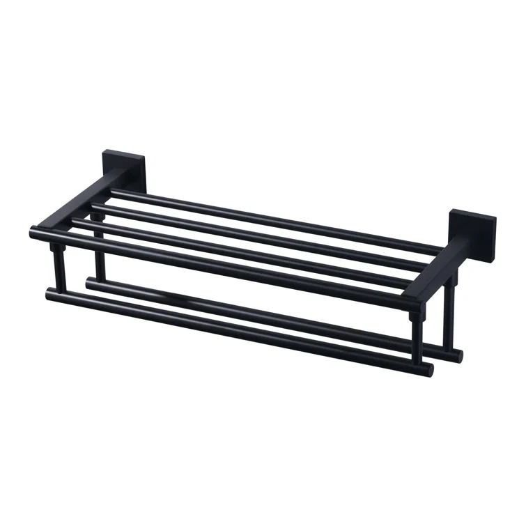 ARCORA 2-Tier 20" Wall Mounted Stainless Steel Bathroom Towel Rack With 2 Towel Bars Round Rods AR5150102B-20