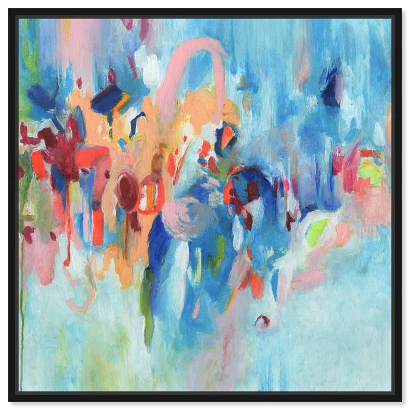 Art Remedy Art Remedy New Sky Framed Blue Abstract 1 Piece Canvas Wall Art 57079