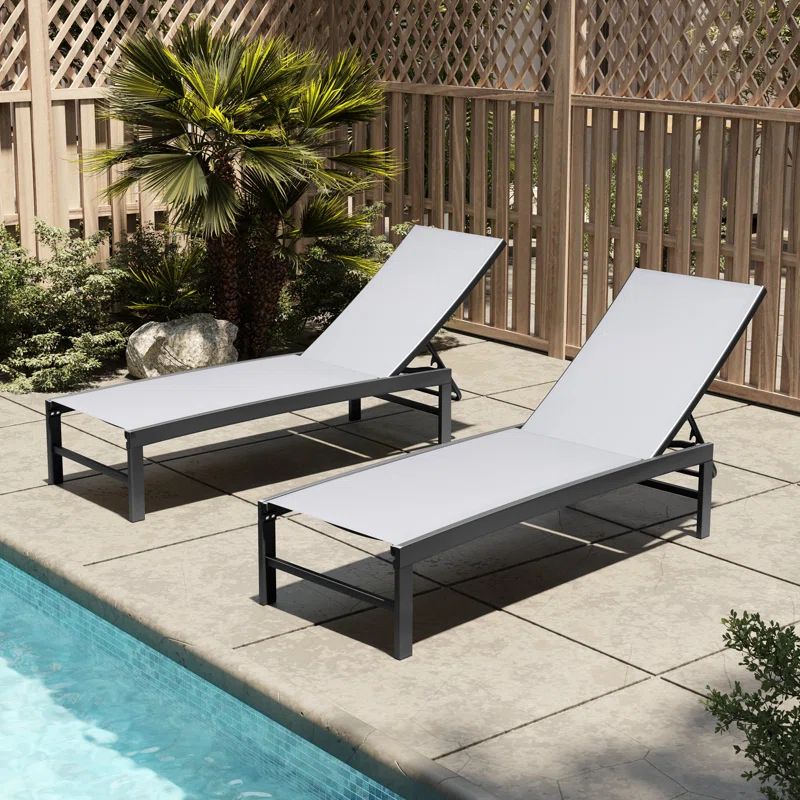 Mercury Row® Blevens Outdoor Aluminum Chaise Lounge (Set of 2)