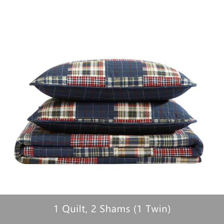 Eddie Bauer Eddie Bauer Madrona Blue Cotton Reversible Quilt Set