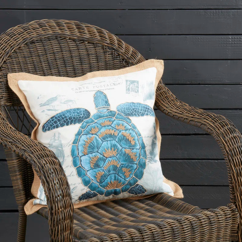 Saro Coastal Outdoor Turtle Pillow