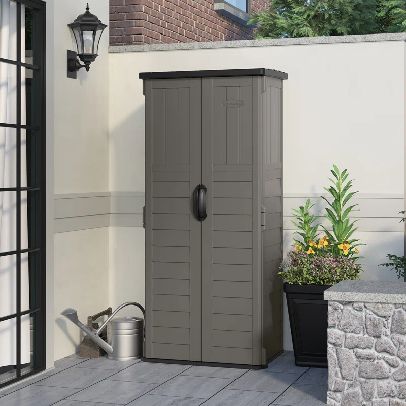Suncast Suncast Outdoor 32.25 in. W x 24.75 in. D x 72 in. H Resin Vertical Tool Shed