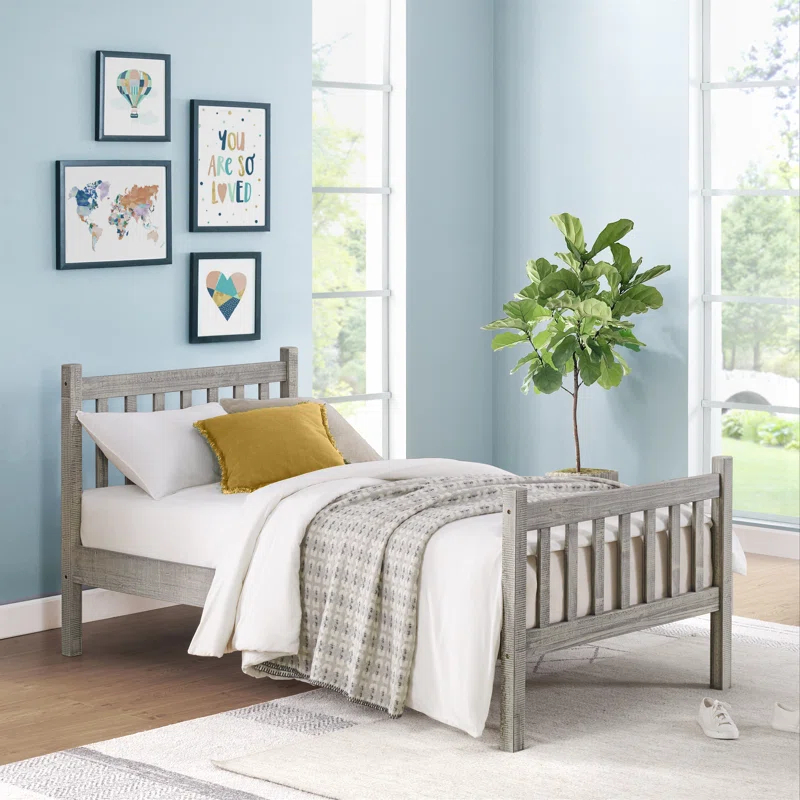 Alaterre Windsor Twin Wooden Weathered Beachhouse Farmhouse Industrial Bohemian Style Bed