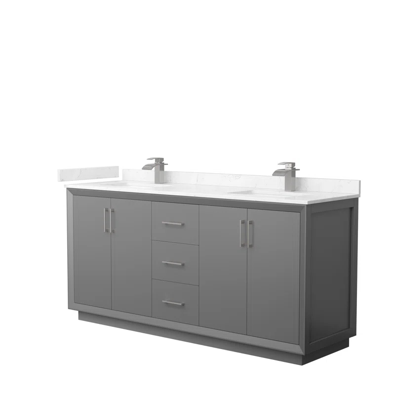 Wyndham Collection 72'' Double Bathroom Vanity with Cultured Marble Top