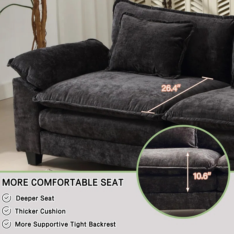 Carbaugh 154" Oversized U Shaped Sectional Sofa, Comfy Cloud Couch Deep Sectional Sofa with Ottomans for Living Room