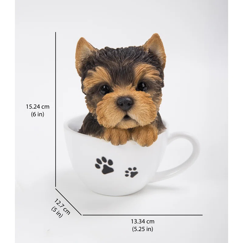 Hi-Line Gift Ltd. Teacup Yorkshire Terrier Puppy Statue