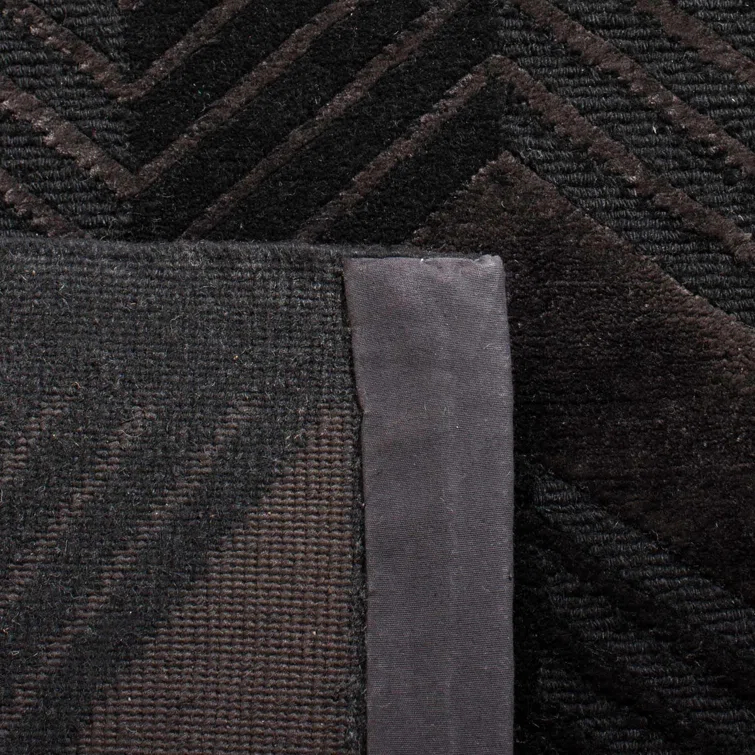 Onyx Art Deco Hand-Knotted Wool-Viscose Stripe Accent Rug