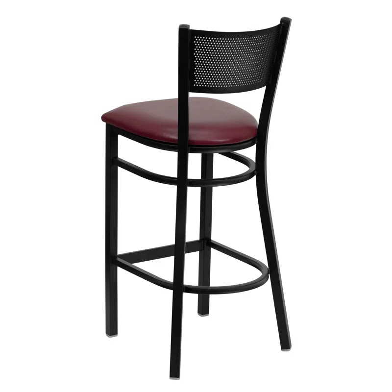Flash Furniture Miranda Commercial Grade Grid Back Metal Restaurant Barstool with Vinyl Seat