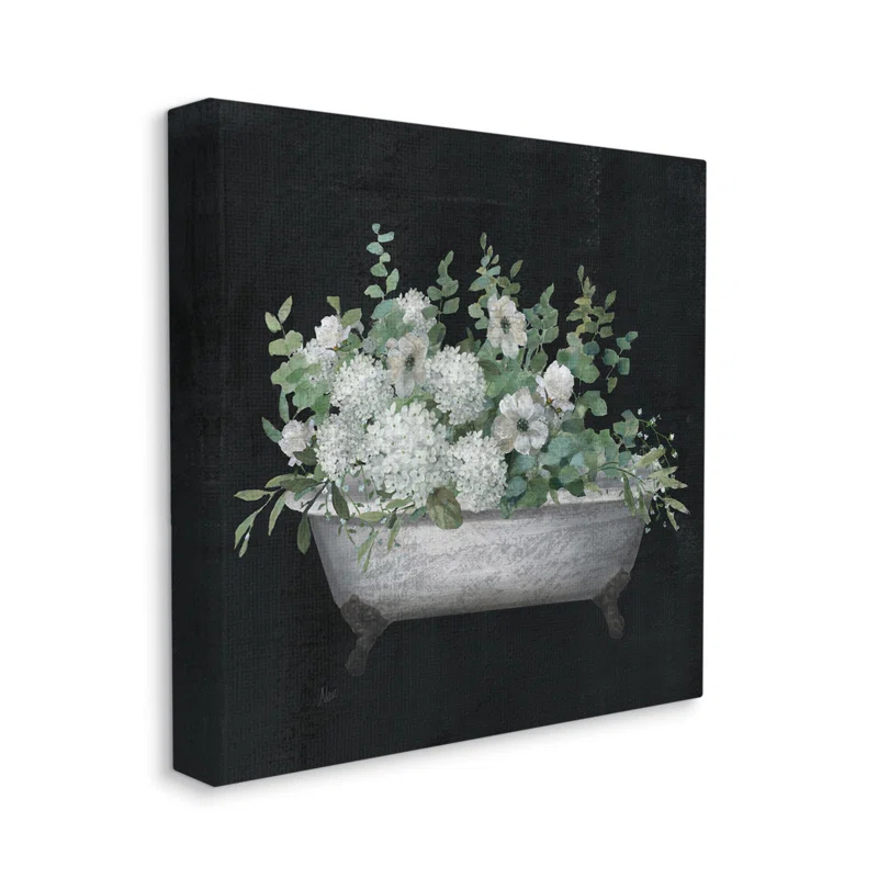 Stupell Industries " Vintage Clawed Bathtub Botanical White Flower Bouquet " by Nan