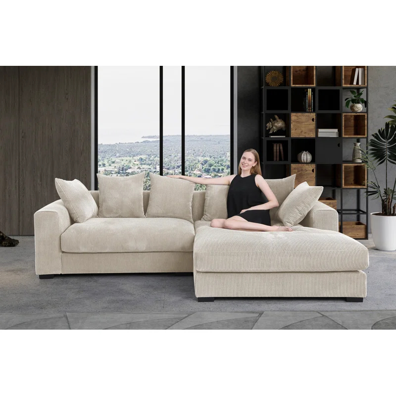 DEVION Furniture Naomi Corduroy Upholstered Sectional
