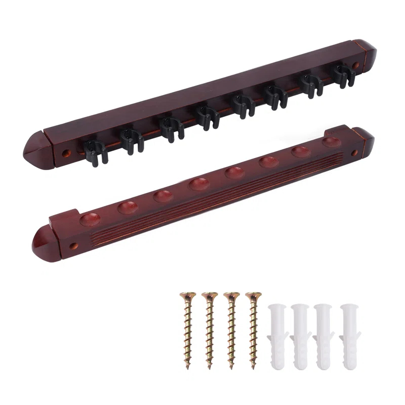 GSE Games & Sports Expert 2-Piece Billiard Pool Cue Stick Wall Mounted Rack, Holds 8 Pool Cue Stick