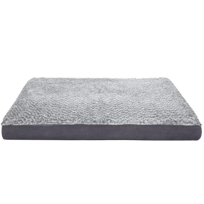FurHaven Two-Tone Faux Fur and Suede Deluxe Orthopedic Dog Bed