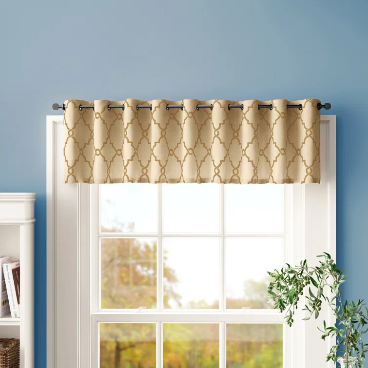 Madison Park Saratoga Fretwork Print Grommet Top Single Window Valance
