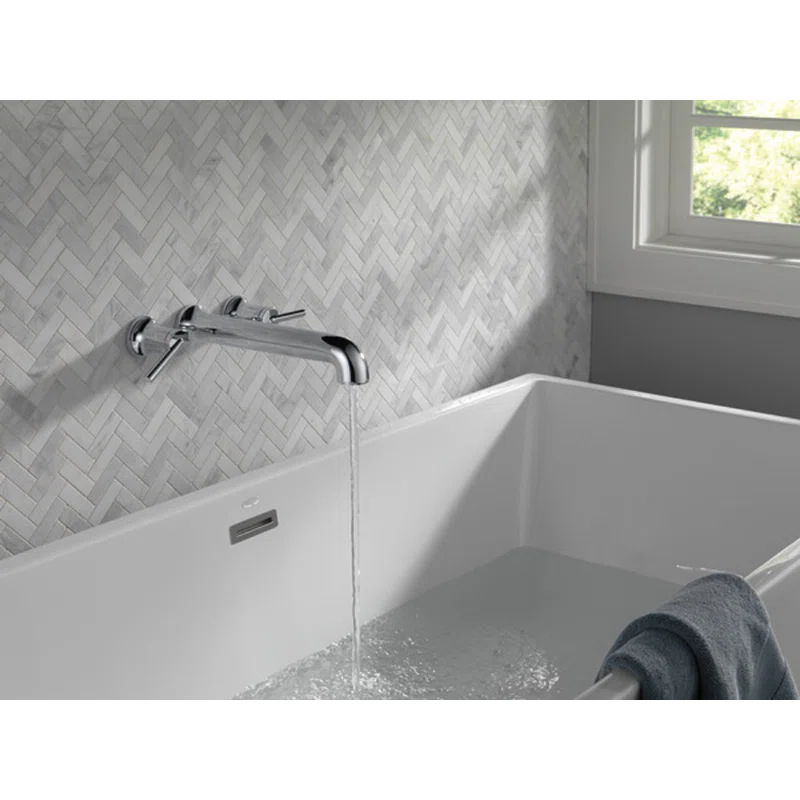 Contemporary Double Handle Wall Mounted Roman Tub Faucet