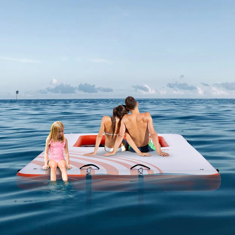 Stellweilan Tessberg 15x6.5FT Inflatable Dock Platform with 4*6FT Trampoline Mesh Pool, Floating Platform Water Mat