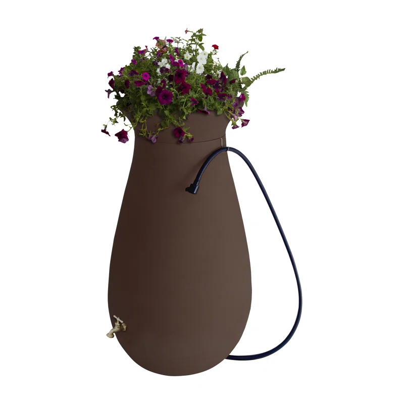 Algreen 65 Gallon Plastic Rain Barrel with Planter Top
