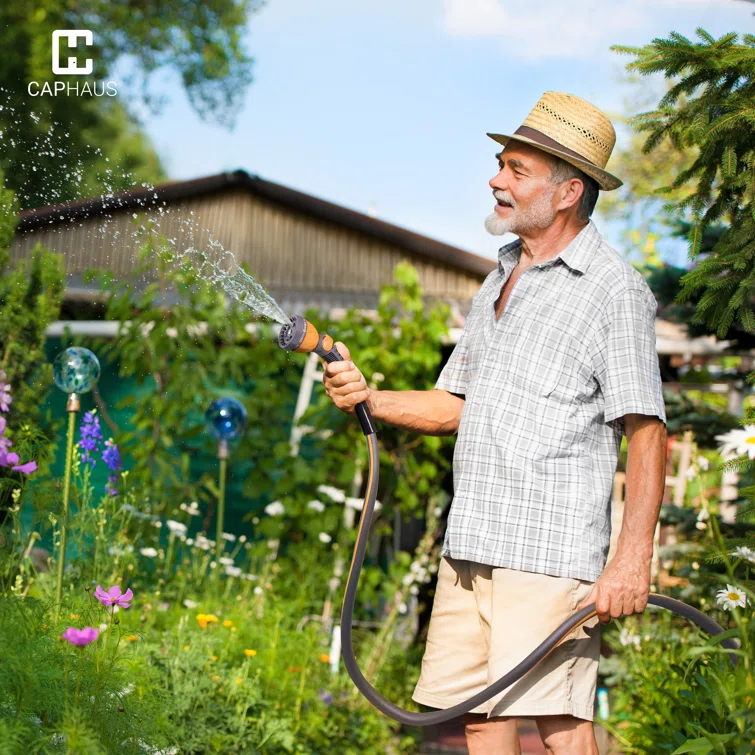 CAPHAUS CAPHAUS Water Hose with 10 Spray Patterns Nozzle & NH Solid Brass Fittings