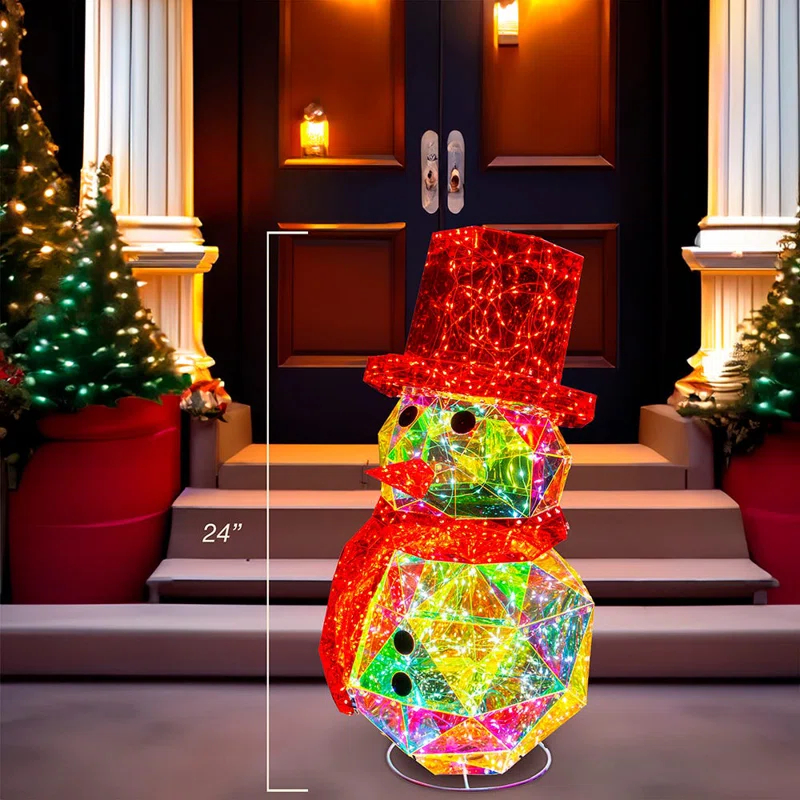 Kurt Adler Kurt Adler Iridescent Lit Snowman Indoor or Outdoor Christmas Decoration, 24in