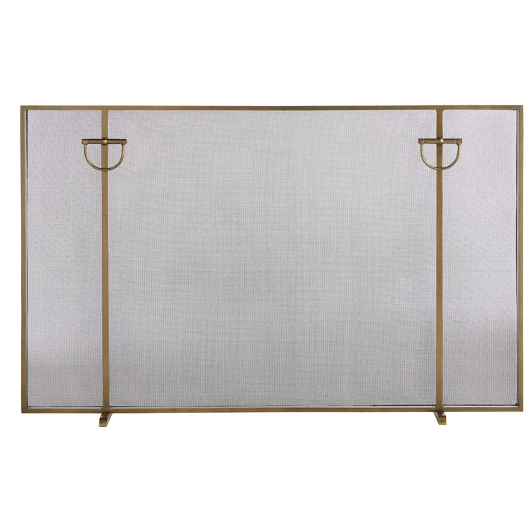 Antique Brass Iron Mesh Fireplace Screen