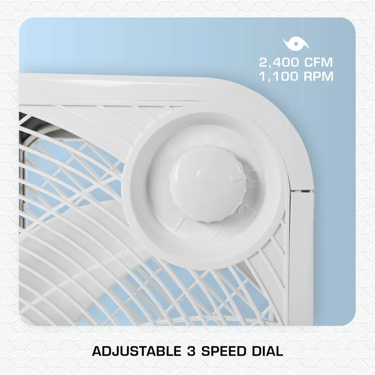 Hurricane Hurricane 20" Classic Series Floor Box Fan with 3 Speed Settings, 2 Pack, White (Set of 2)