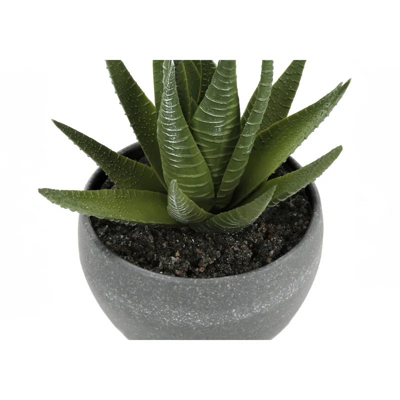 Benjara Artificial Succulents Silk Plant Indoor Set of 3, Green, Gray Cement