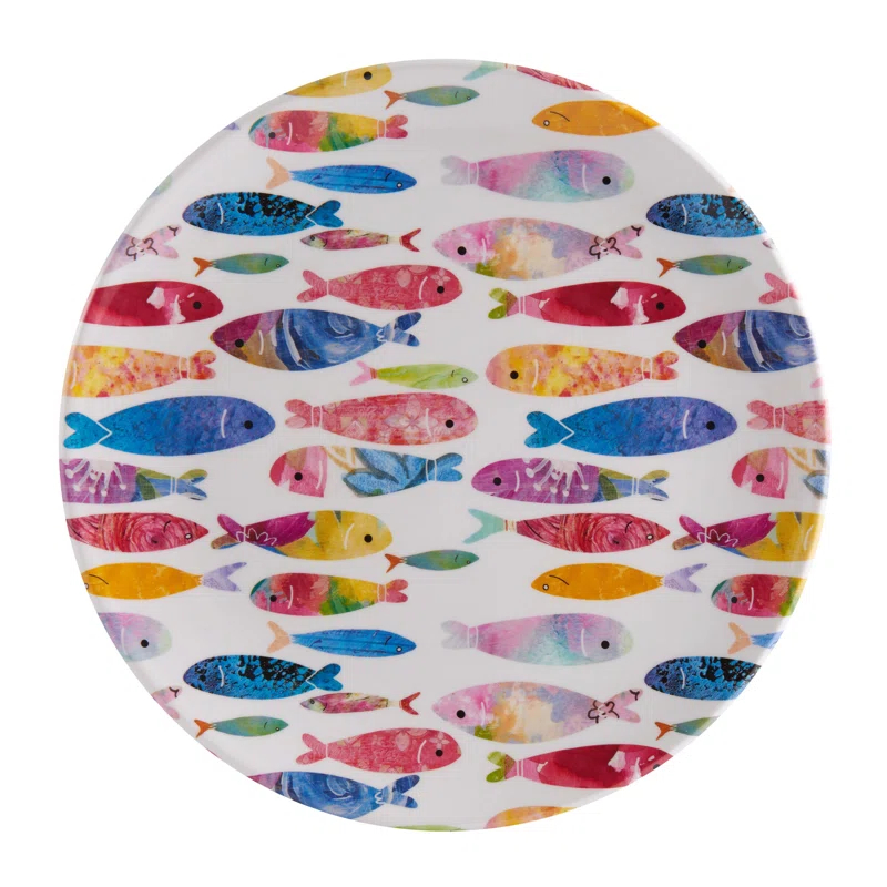 Fitz and Floyd Fitz and Floyd One Fish Two Fish 12-Piece Indoor/Outdoor Melamine Dinnerware Set, Service for 4