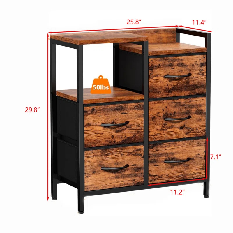 Ameriwood 5 Drawer Rustic Dressers