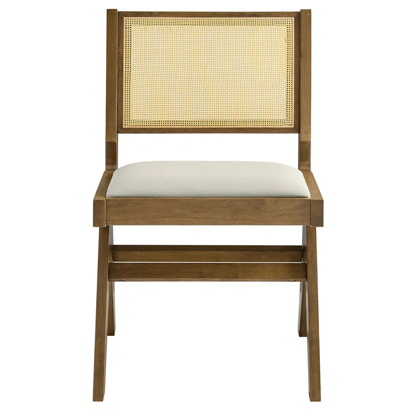 Modway Thera Vegan Leather And Cane Dining Side Chairs Set Of 2