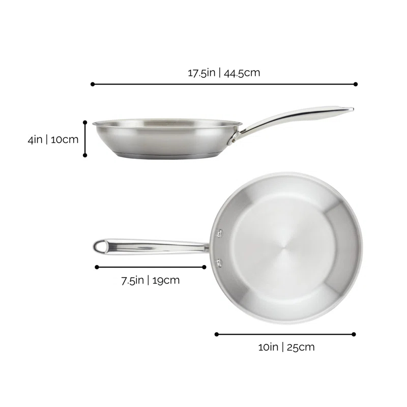 Rachael Ray Rachael Ray Professional Stainless Steel Induction Frying Pan / Skillet, 10 Inch, Silver