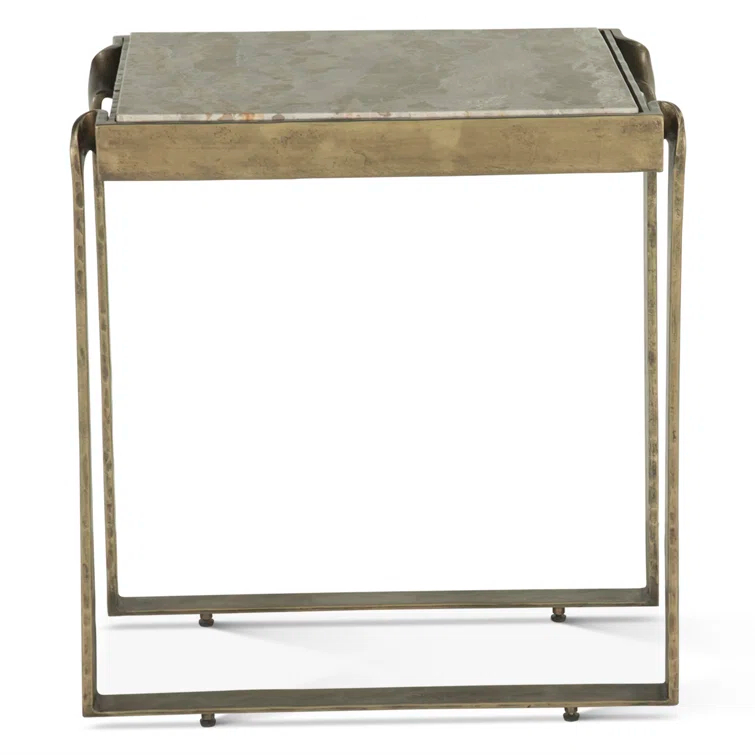 Home Trends & Design Rhodes 20" Side Table With Marble And Antique Brass
