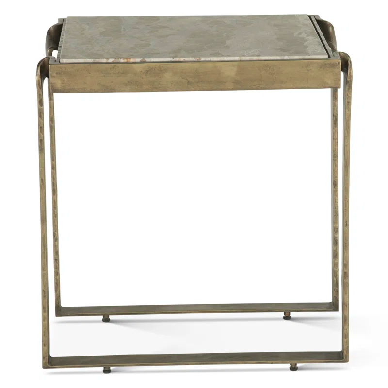 Home Trends & Design Rhodes 20" Side Table With Marble And Antique Brass