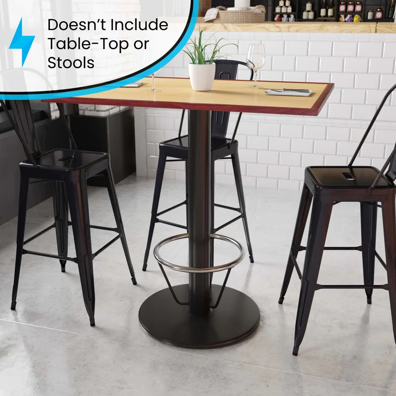 Flash Furniture Beverly 24" Round Restaurant Table Base with 4" Dia. Bar Height Column and Foot Ring