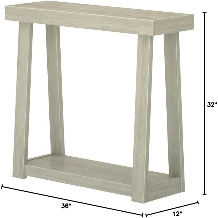 17 Stories Solid Pine Wood Console Table With Storage Shelf, 36-Inch Narrow Entryway Hallway Sofa Table