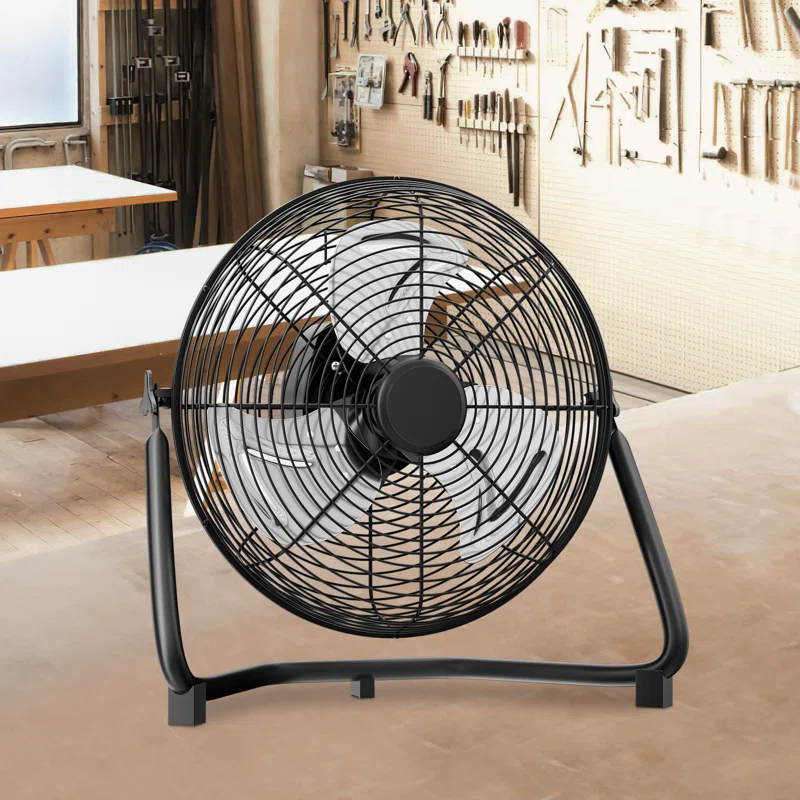 MoNiBloom 14" 3-Speed High Velocity Floor Fan, Heavy Duty Metal Industrial Cradle Floor Fan w/ Adjustable Tilt