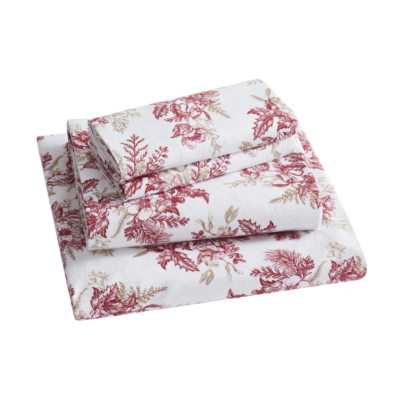 Tahari Toile 4-Piece Triple Brushed Cotton Flannel Bed Sheet Set