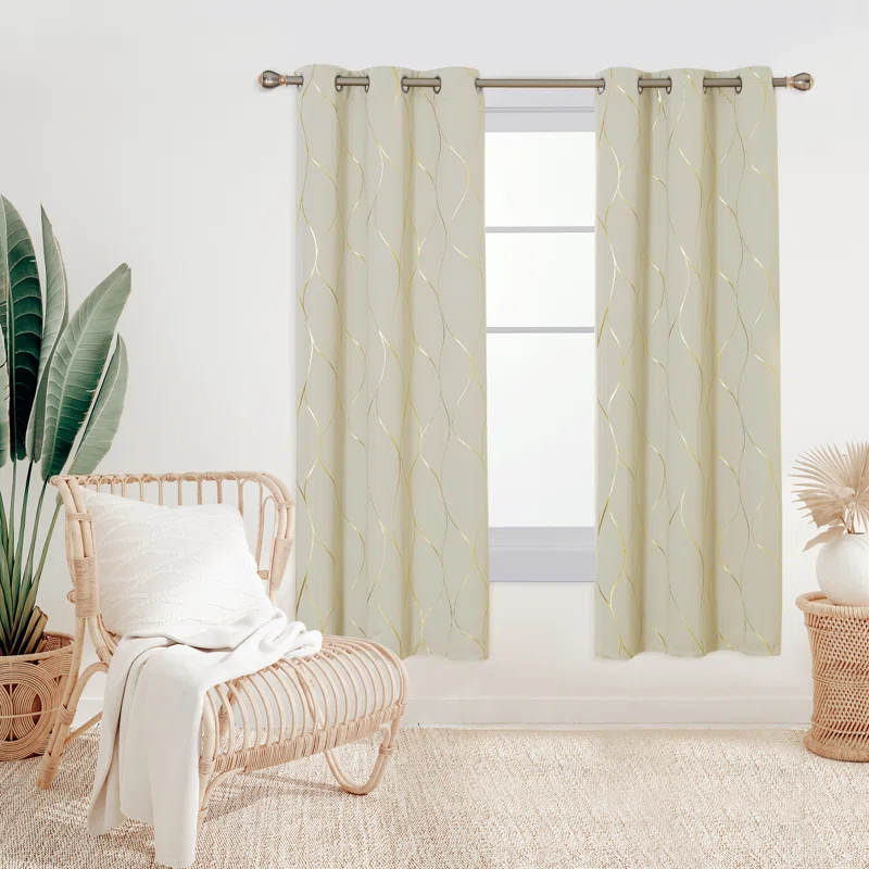 Everly Quinn Boulus Polyester Room Darkening Curtain Pair