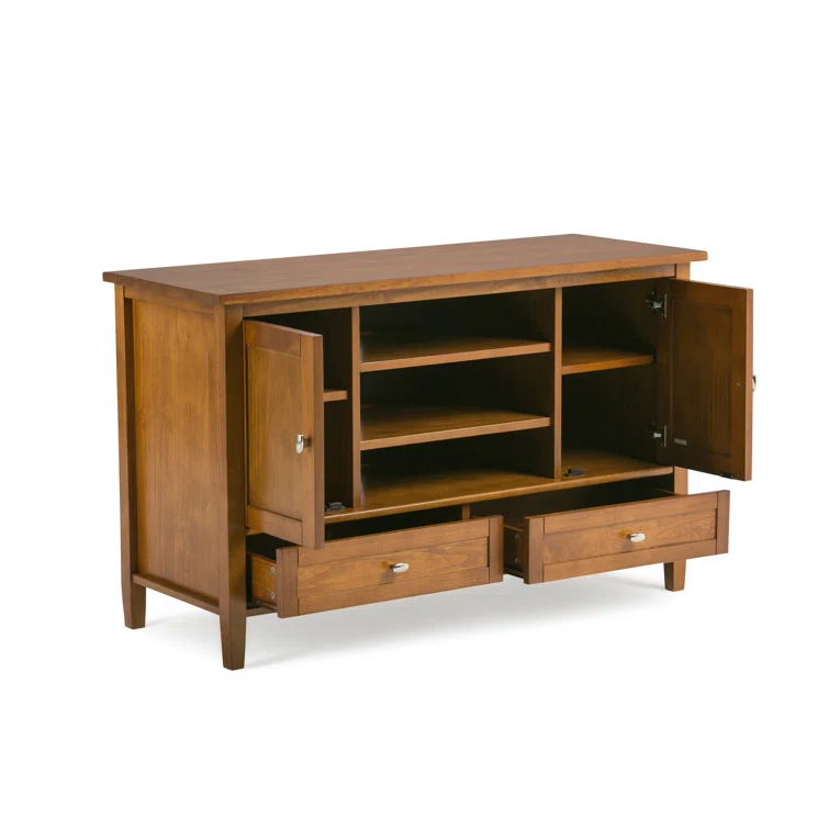 Simpli Home Warm Shaker 47"W Solid Wood TV Stand for TVs up to 55" with 2 Storage Cabinets and 2 Drawers