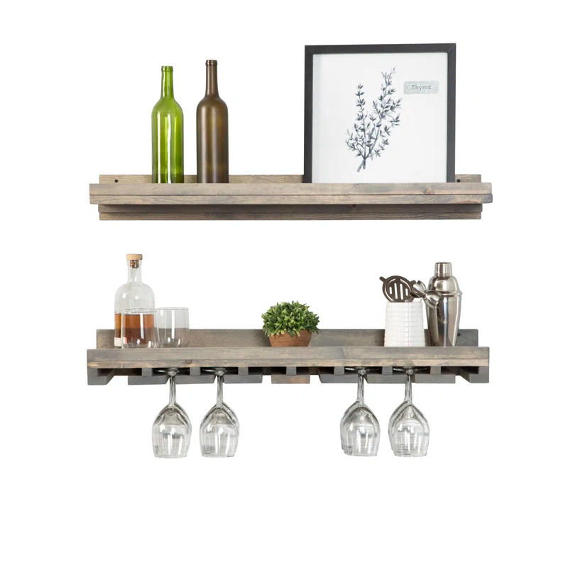 Birch Lane™ Charla Solid Wood Wall Mounted Wine Glass Rack