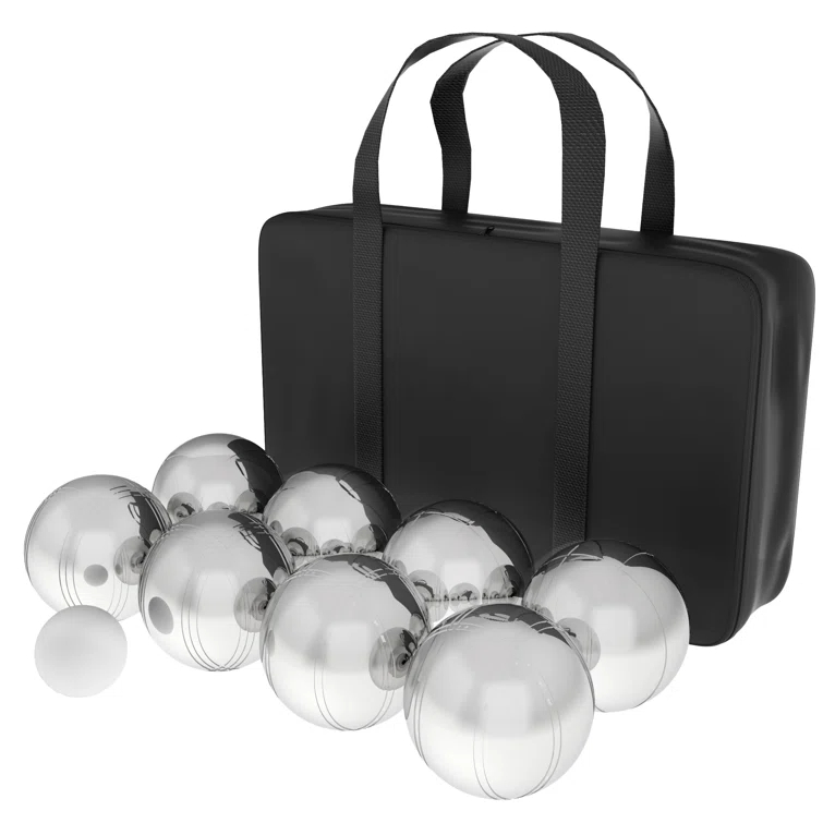 Hey! Play! Bocce Ball Set Lawn Game with 8 Steel Tossing Balls and Carrying Case