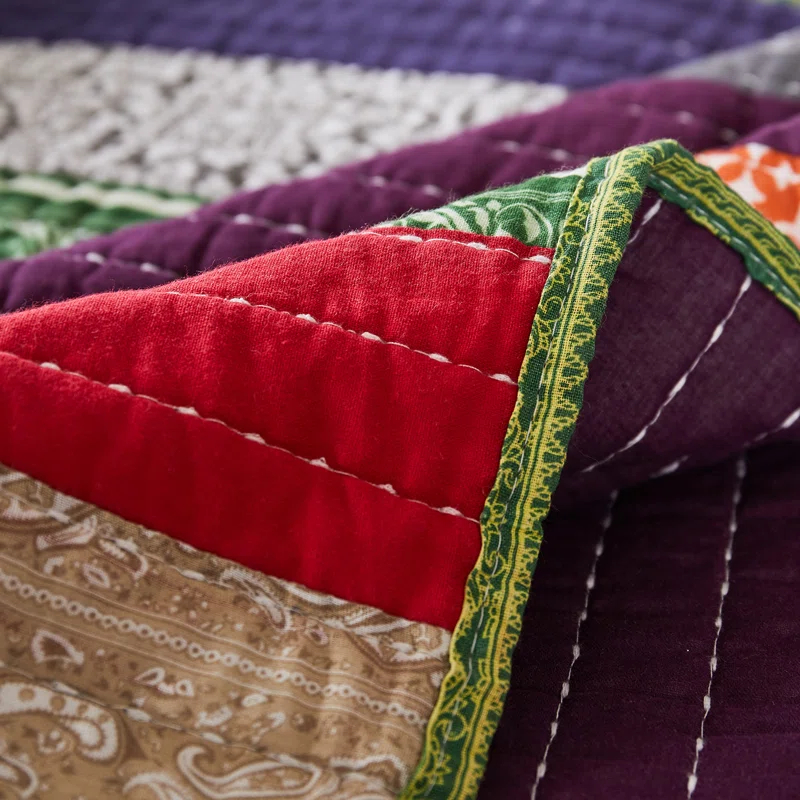 Greenland Home Fashions Marley Boho Patchwork Stripe Quilt Set