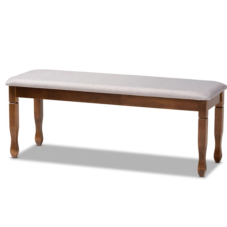Charlton Home® Gethyn Grey Fabric Upholstered Bench With Walnut Brown Finished Wood, 18.9'' H X 47.8'' W X 16.1'' D