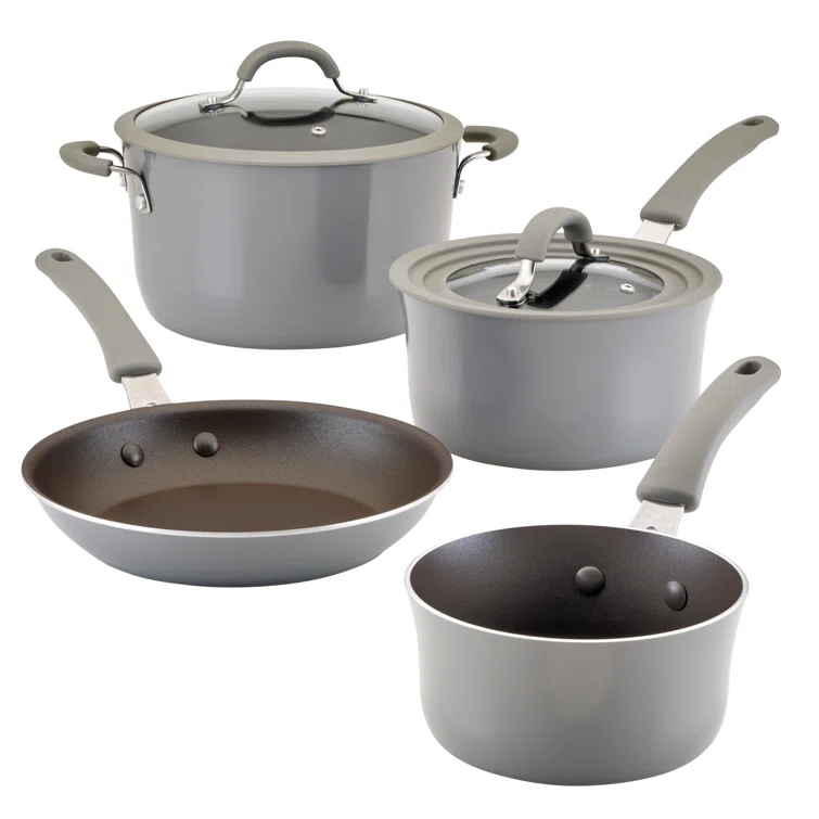 Rachael Ray Rachael Ray Cook & Create Nonstick Cookware Pots and Pans Set, 6 Piece, Gray