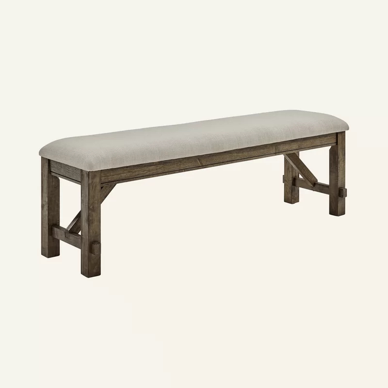 Gigi 60" Solid Wood and Upholstered Farmhouse Dining Bench