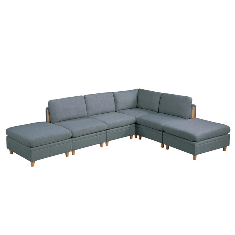 Beyong Living Room Furniture Corner Wedge Steel Color Dorris Fabric 1pc Cushion Wedge Sofa Wooden Legs